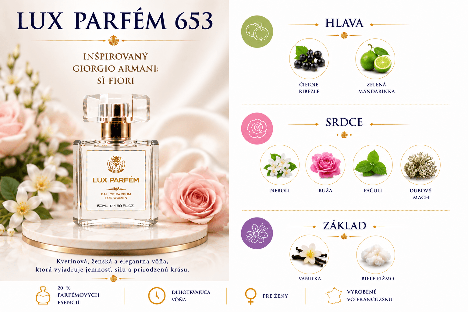 Lux Parfém 653 – Inšpirovaný Giorgio Armani: Sì Fiori